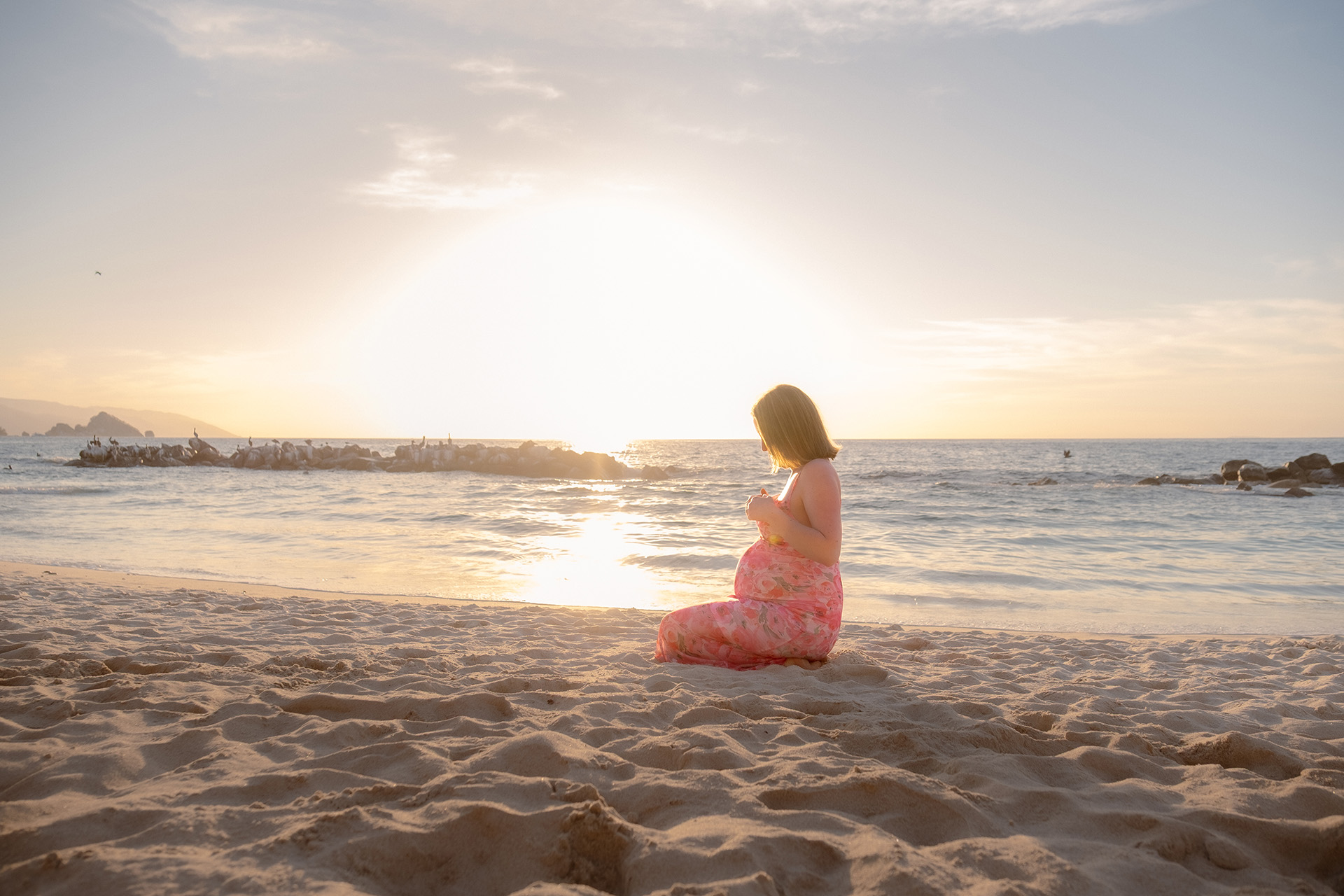 maternity photography Puerto Vallarta golden hour beach