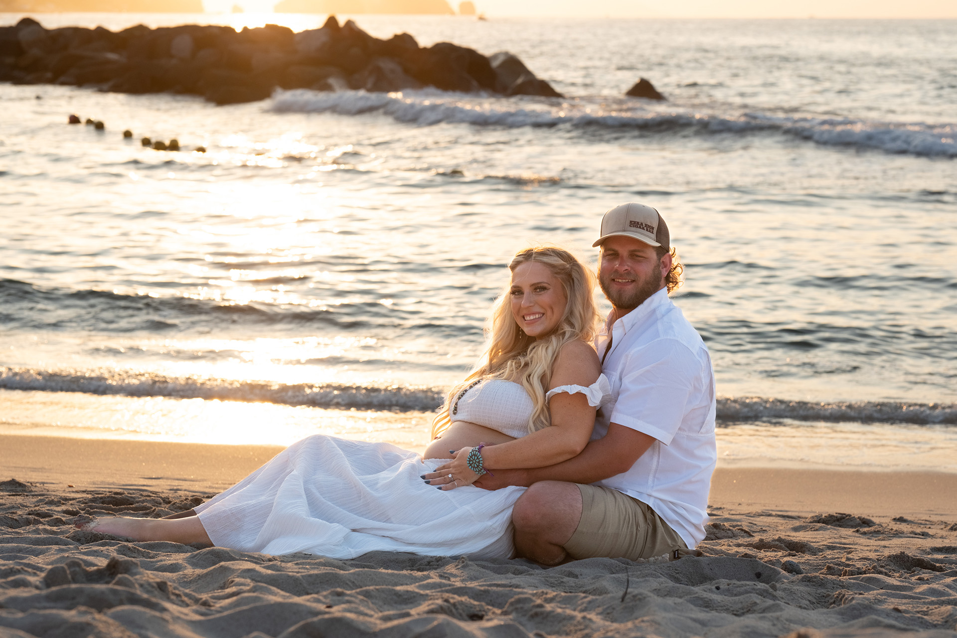 couple maternity portrait Puerto Vallarta sunset